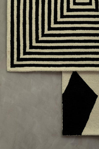 Bosie Milana Large Black and White Handwoven Geometric Rug