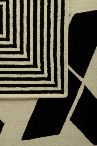 Bosie Milana Large Black and White Handwoven Geometric Rug