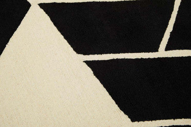 Bosie Milana Large Black and White Handwoven Geometric Rug