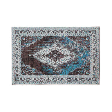 Bosie Morvi Floral Jacquard Woven Rug in Blue & Multicolour