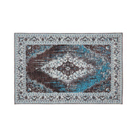 Bosie Morvi Floral Jacquard Woven Rug in Blue & Multicolour