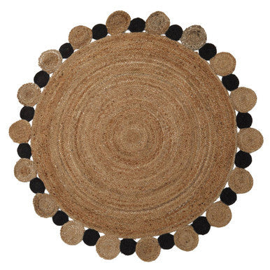 Bosie Demir Large Natural and Black Jute Rug - Modern Geometric Charm for Your Home