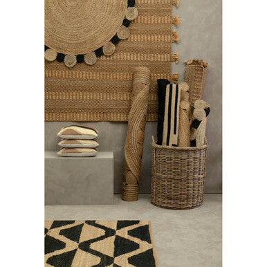 Bosie Demir Large Natural and Black Jute Rug - Modern Geometric Charm for Your Home