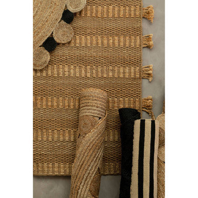 Bosie Demir Large Natural and Black Jute Rug - Modern Geometric Charm for Your Home