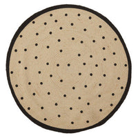 Kids Round Hand-Woven Rug with Cream Concentric Circle Design