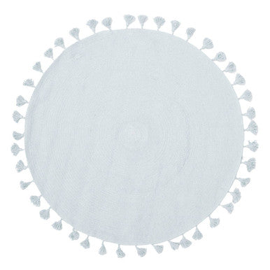 Kids Blue Tassel Round Rug – Chic & Playful Addition for Bedrooms and Playrooms