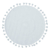 Kids Blue Tassel Round Rug – Chic & Playful Addition for Bedrooms and Playrooms