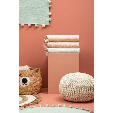 Kids Blue Tassel Round Rug – Chic & Playful Addition for Bedrooms and Playrooms