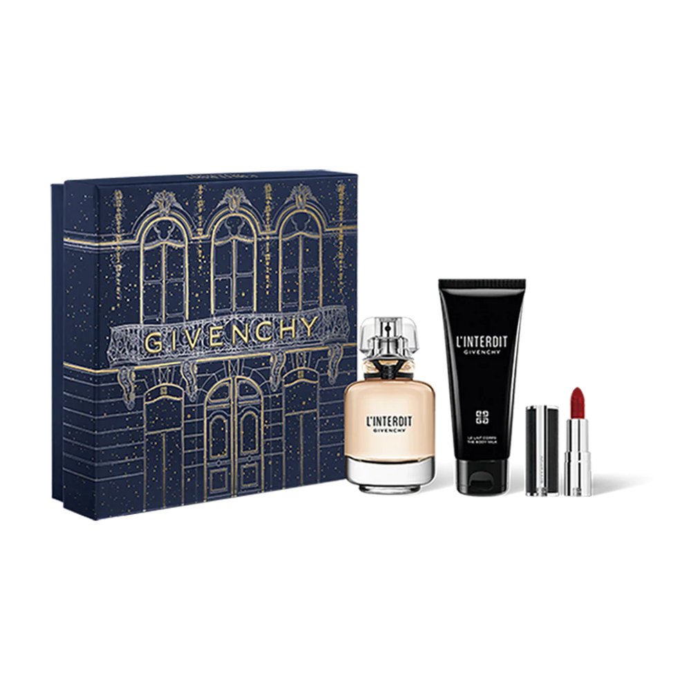 Givenchy L'Interdit 50ml EDP + 75ml Body Milk + Lipstick for Women GIFT SET
