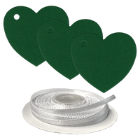 100 Heart Shaped Gift Tags with White Satin Ribbon -  21 Colours, Birthday Xmas
