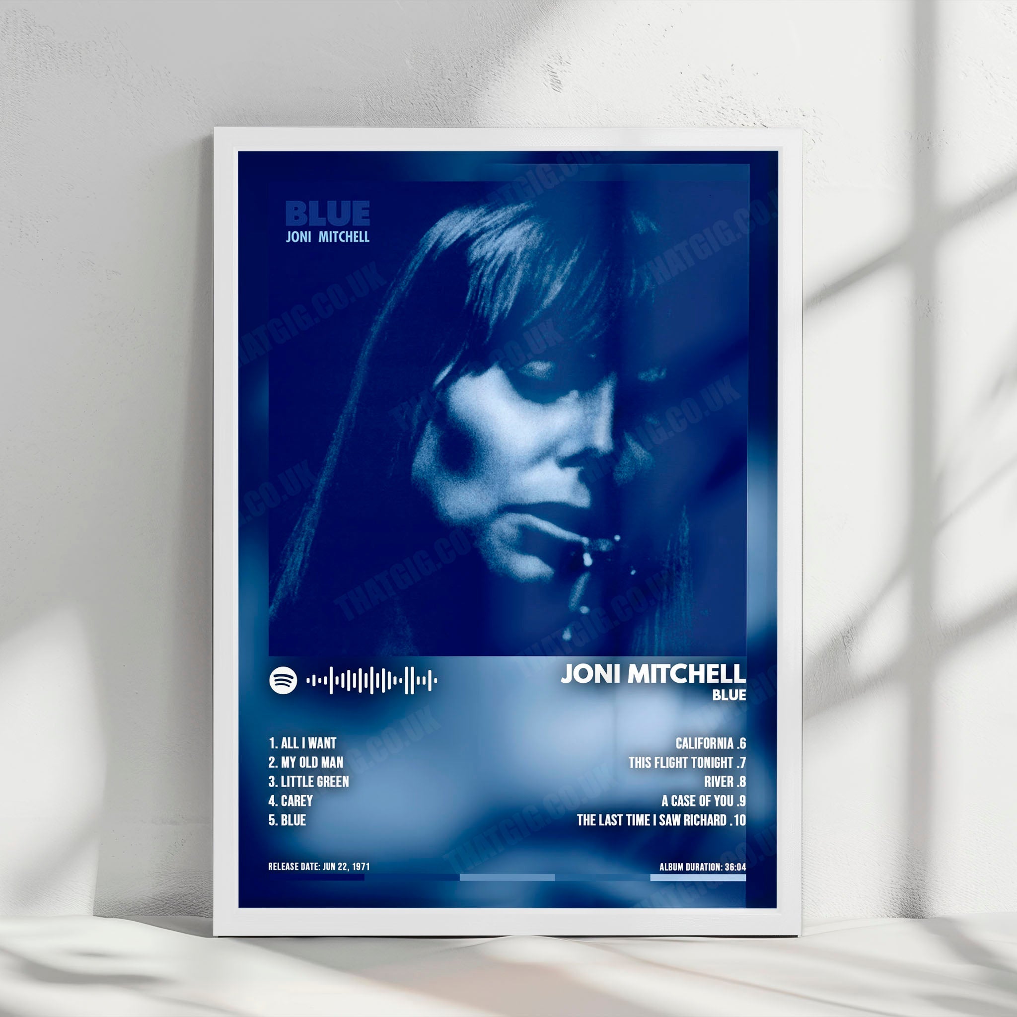 Joni Mitchell "Blue  " Album Cover Poster - with Complete Tracklist