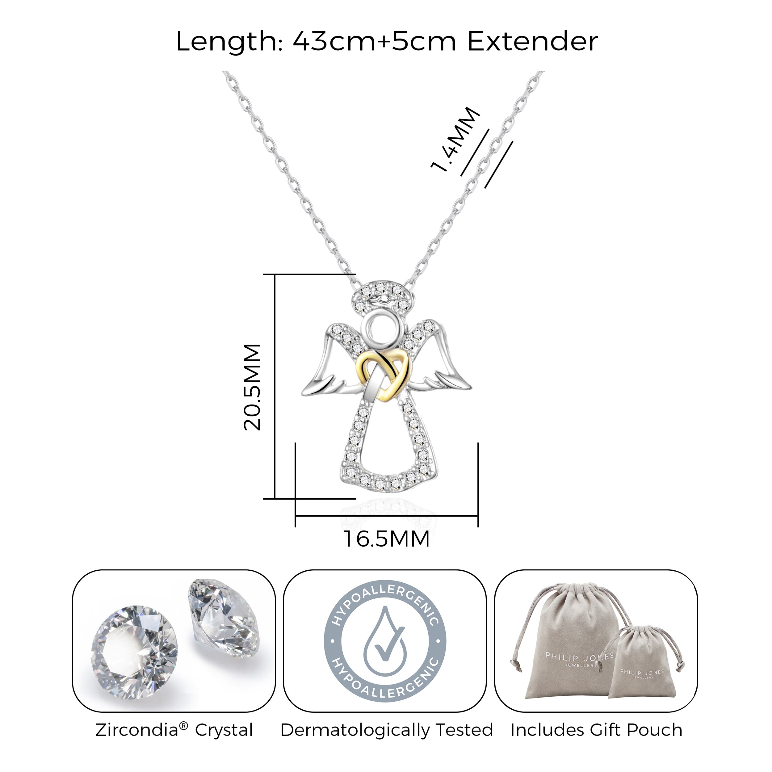 Guardian Angel Necklace with Quote Card Created with Zircondia® Crystals