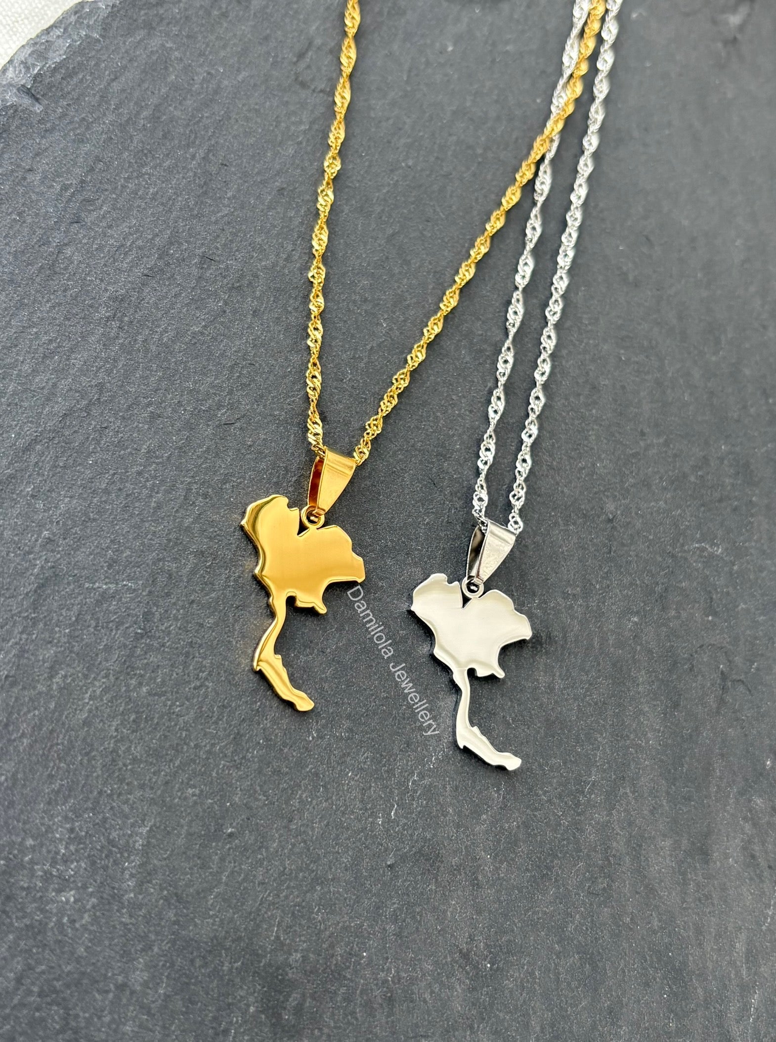 Thailand Map Necklace - Gold/Silver