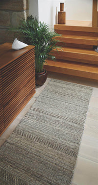 Chunky Handwoven Natural/Grey Wool Knitted Rug