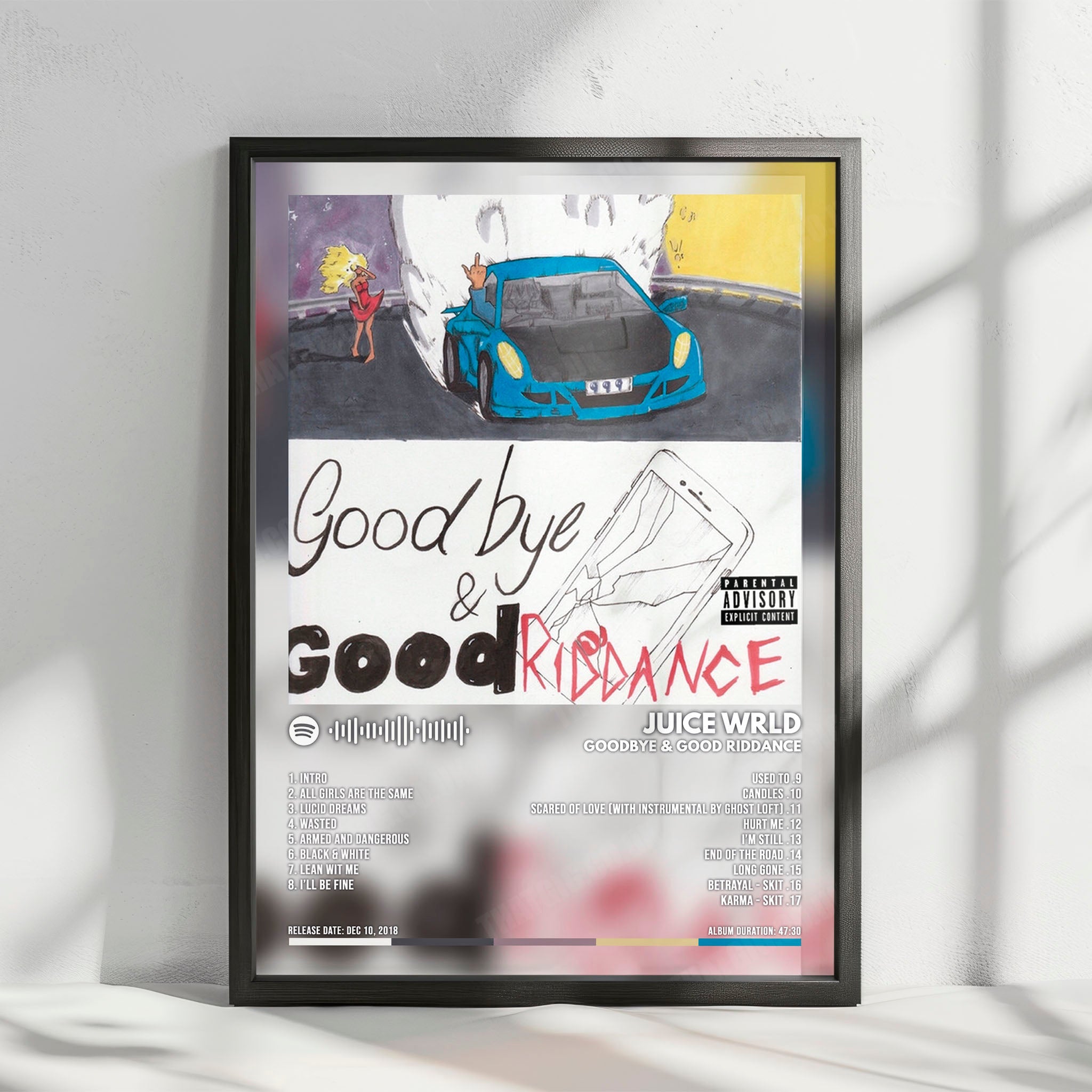 Juice WRLD "Goodbye & Good Riddance" Album Cover Poster - with Complete Tracklist