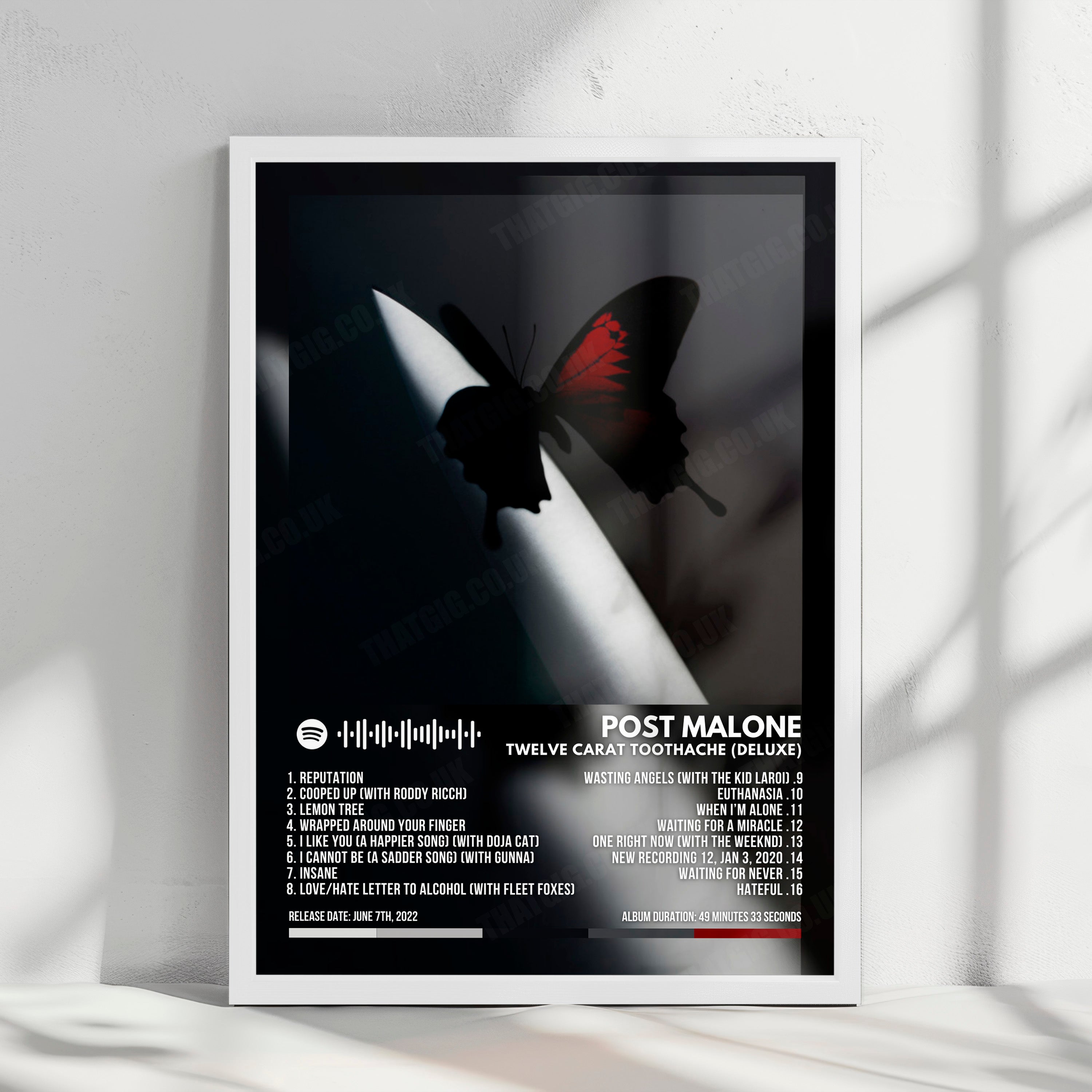 Post Malone "Twelve Carat Toothache (Deluxe)" Album Cover Poster - with Complete Tracklist