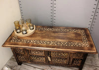 Mehanadi Rectangle Moroccan Coffee Table Hand Carved with Storage Compartment