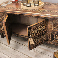 Mehanadi Rectangle Moroccan Coffee Table Hand Carved with Storage Compartment
