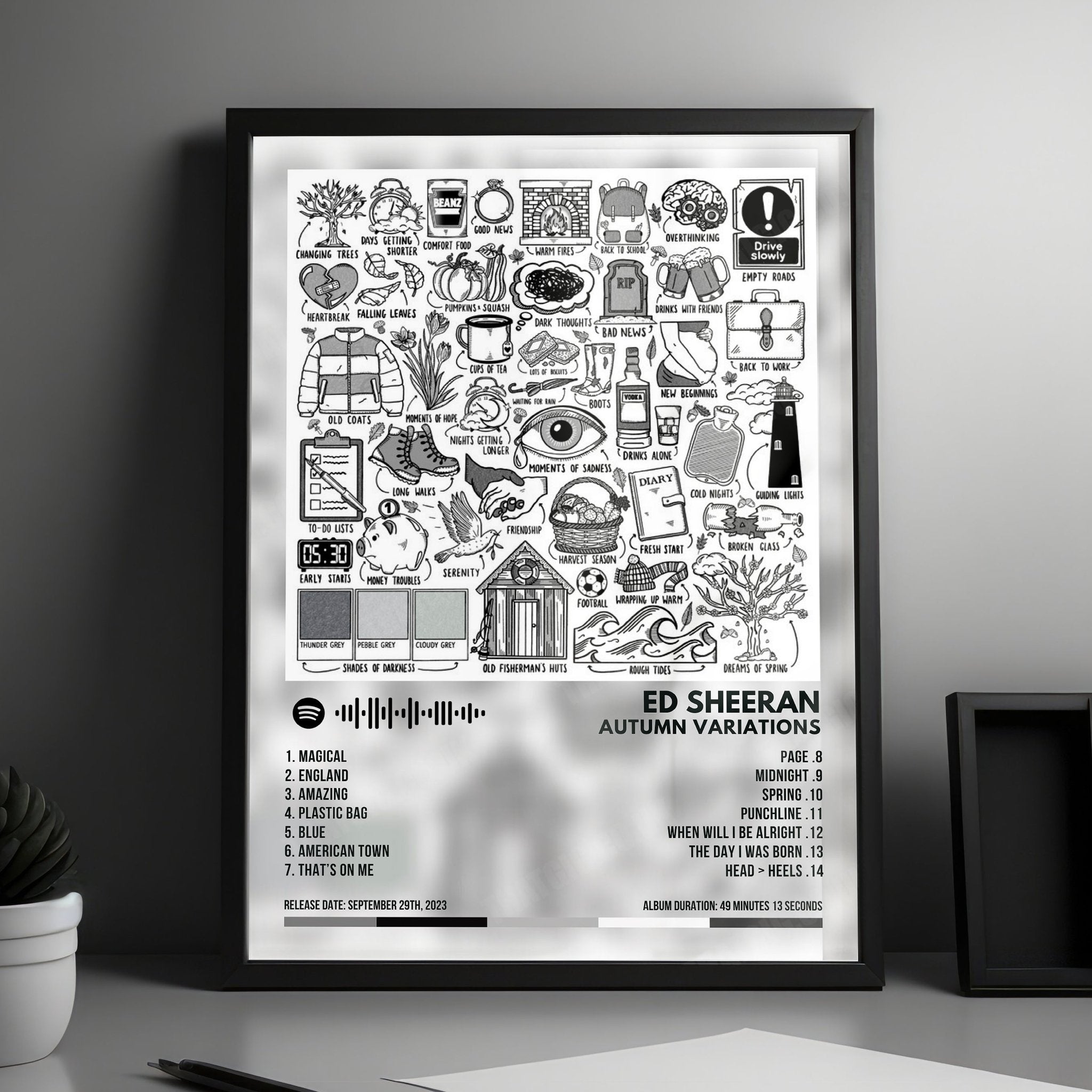 Ed Sheeran "Autumn Variations" Album Cover Poster - with Complete Tracklist