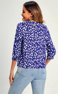 Animal Print Top/Blouse In Blue