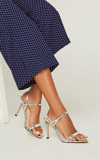 Strappy High Heeled Sandal Silver