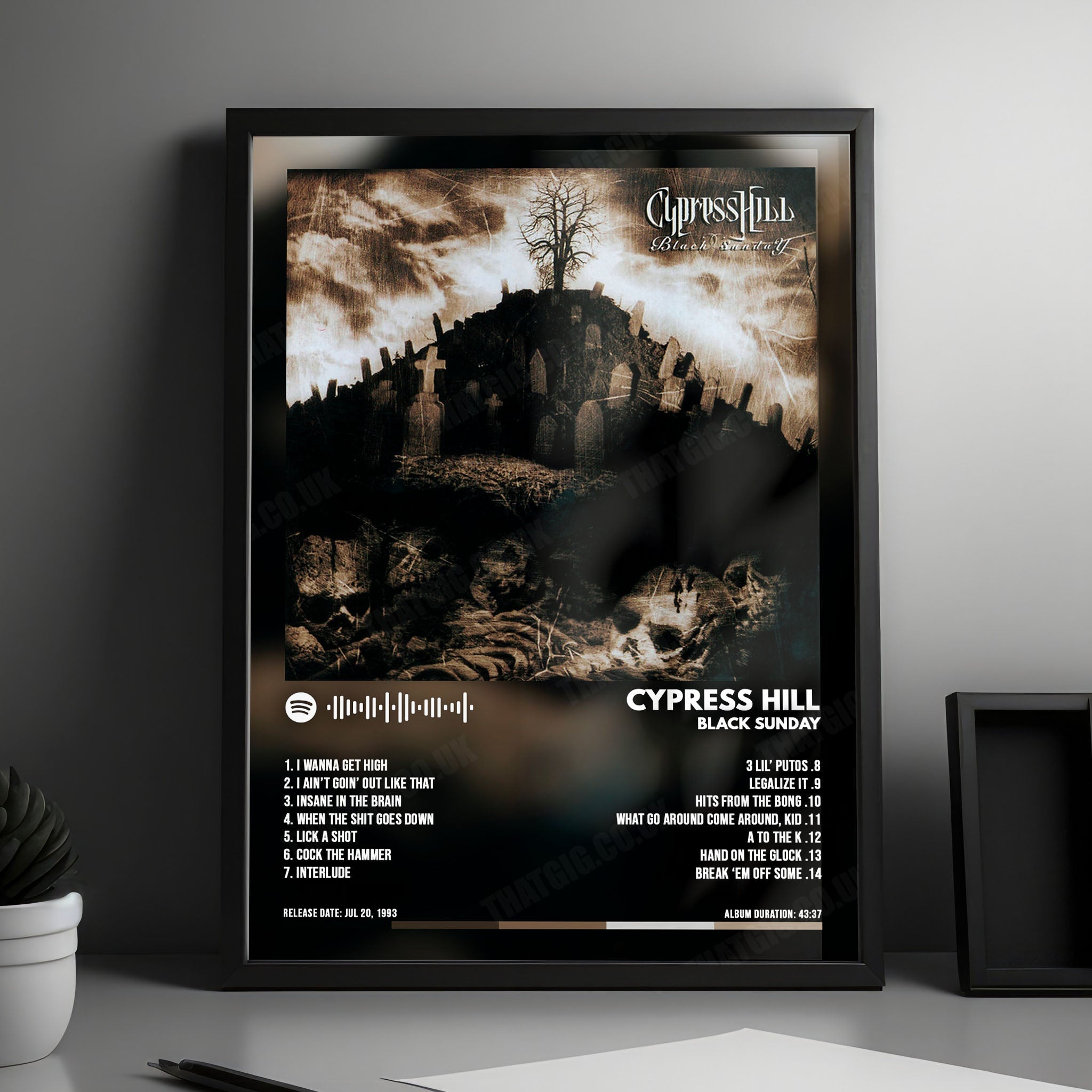 Cypress Hill "Black Sunday" Album Cover Poster - with Complete Tracklist