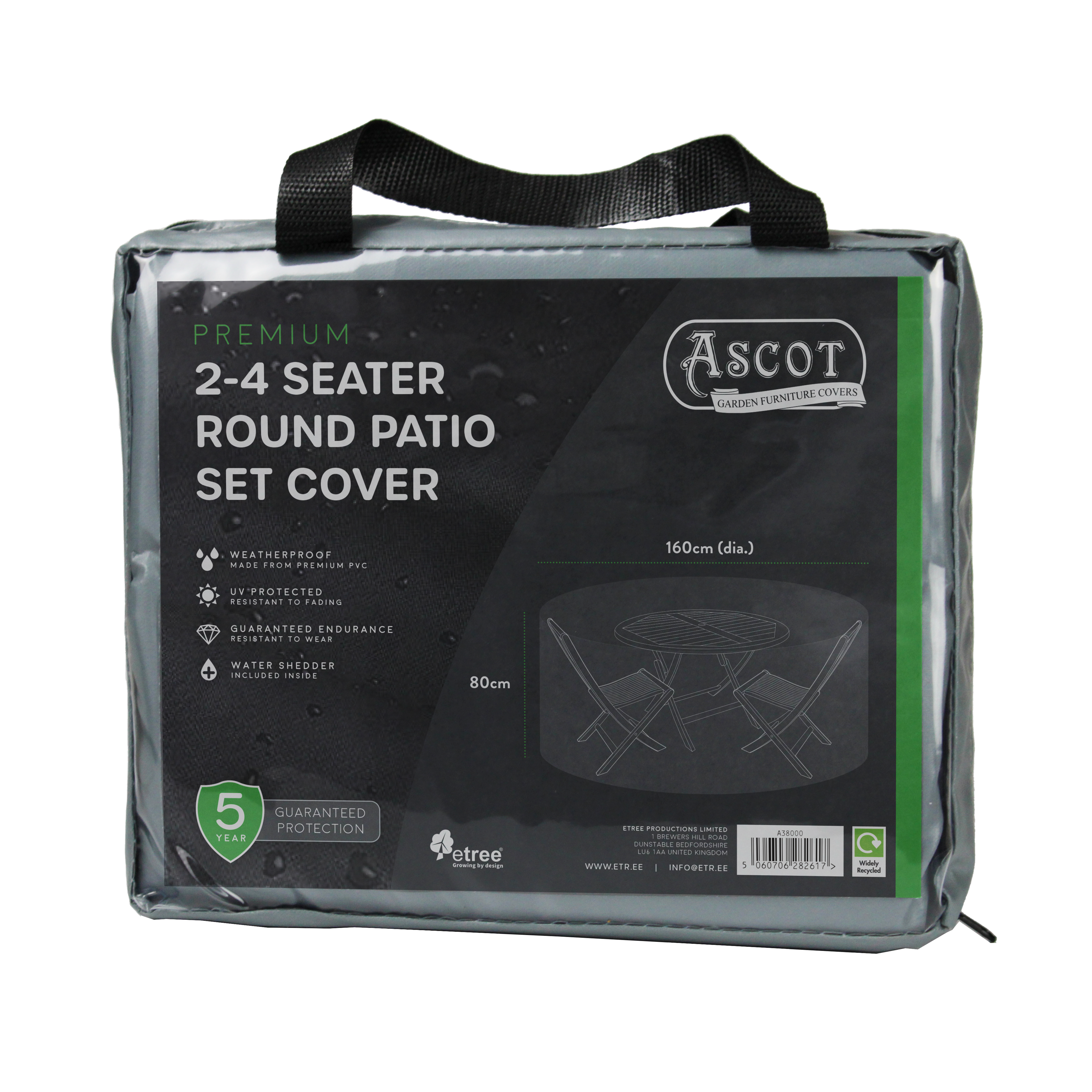 Premium Small (2-4 seater) Round Patio Set Cover - 160 (Dia.)X 80(H) cm