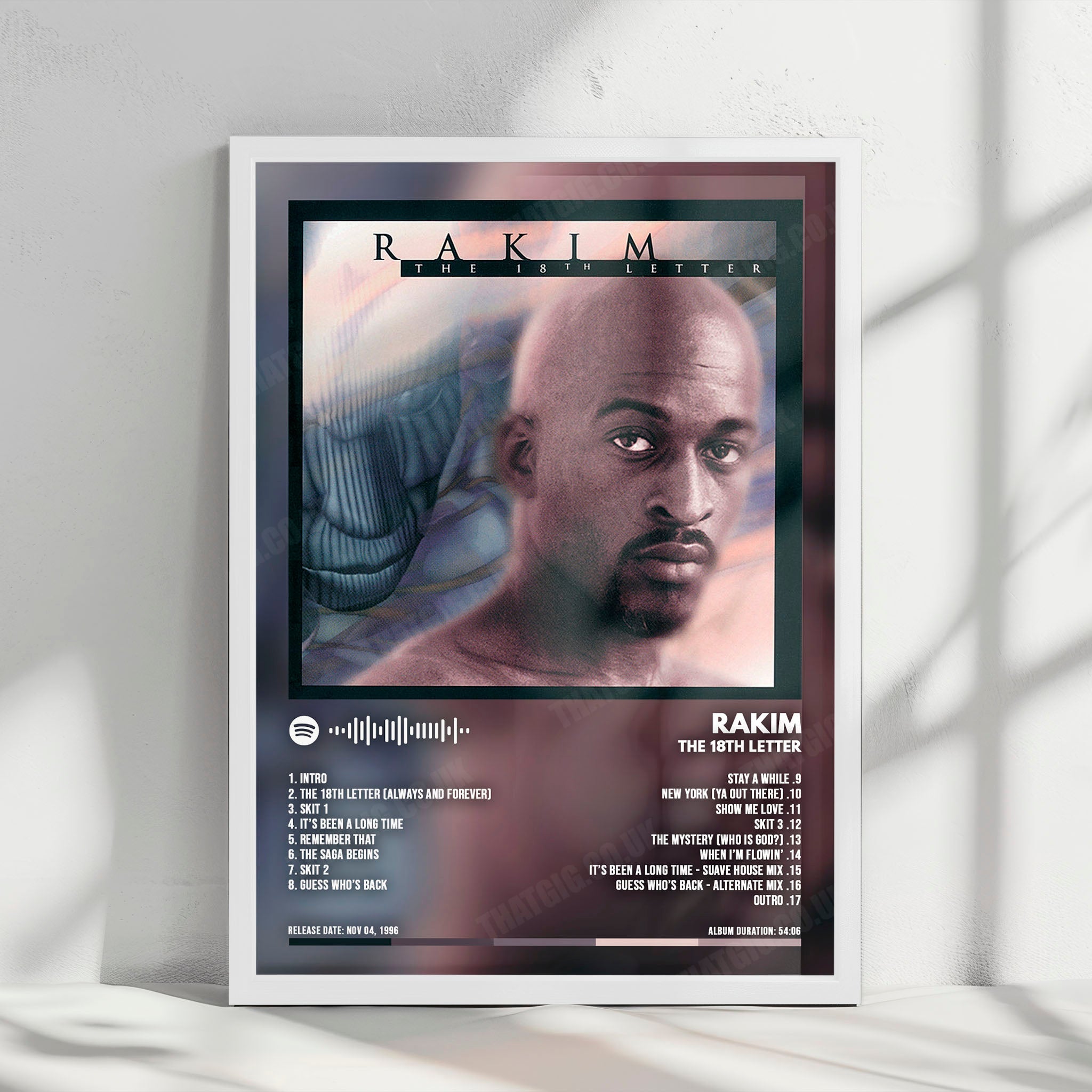 Rakim "The 18th Letter" Album Cover Poster - with Complete Tracklist