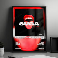 Megan Thee Stallion "Suga" Album Cover Poster - with Complete Tracklist