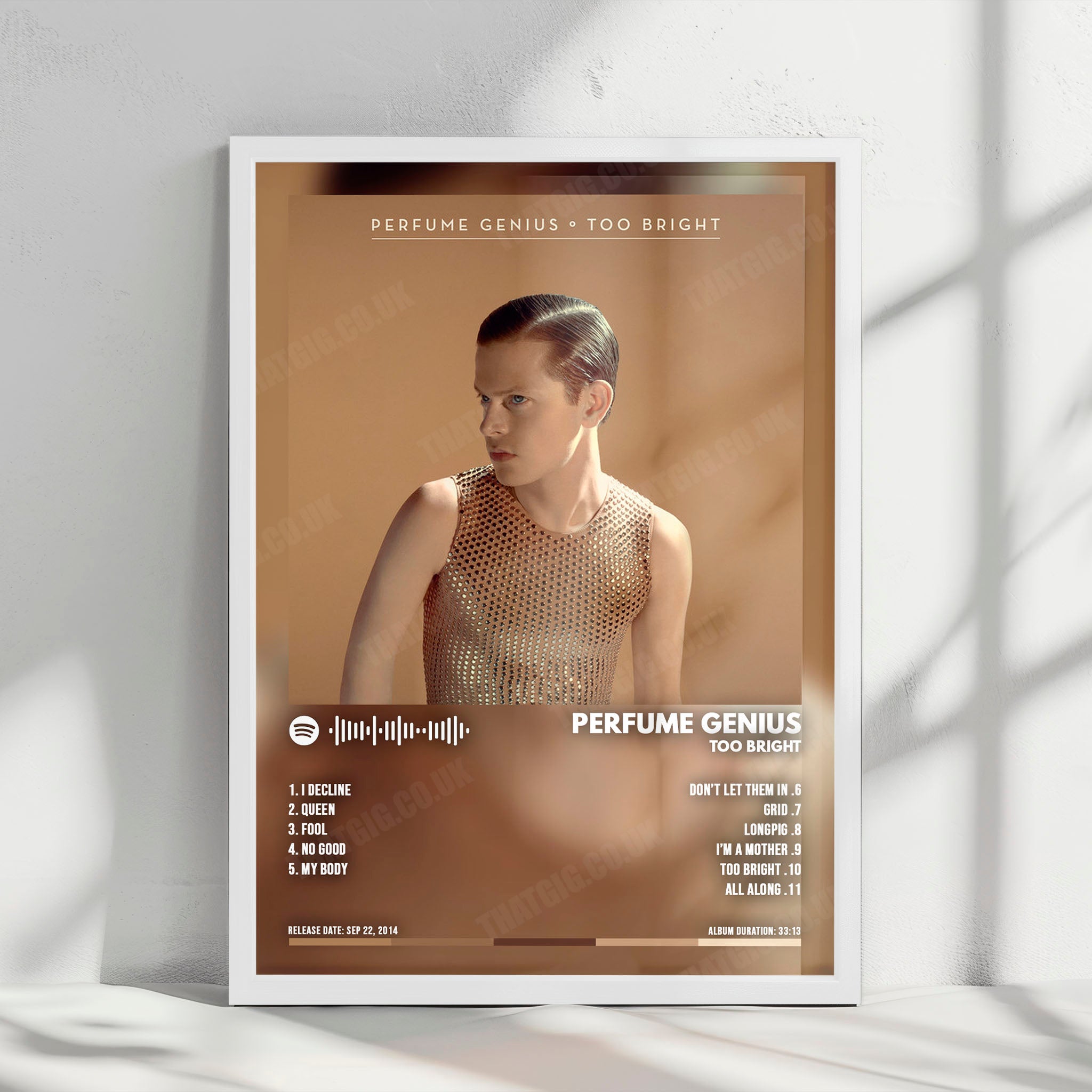 Perfume Genius "Too Bright" Album Cover Poster - with Complete Tracklist