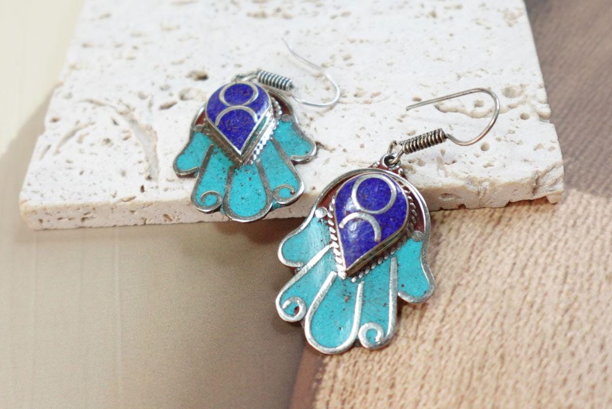 Traditional Tibetan Earrings-Tibetan Jewellery.