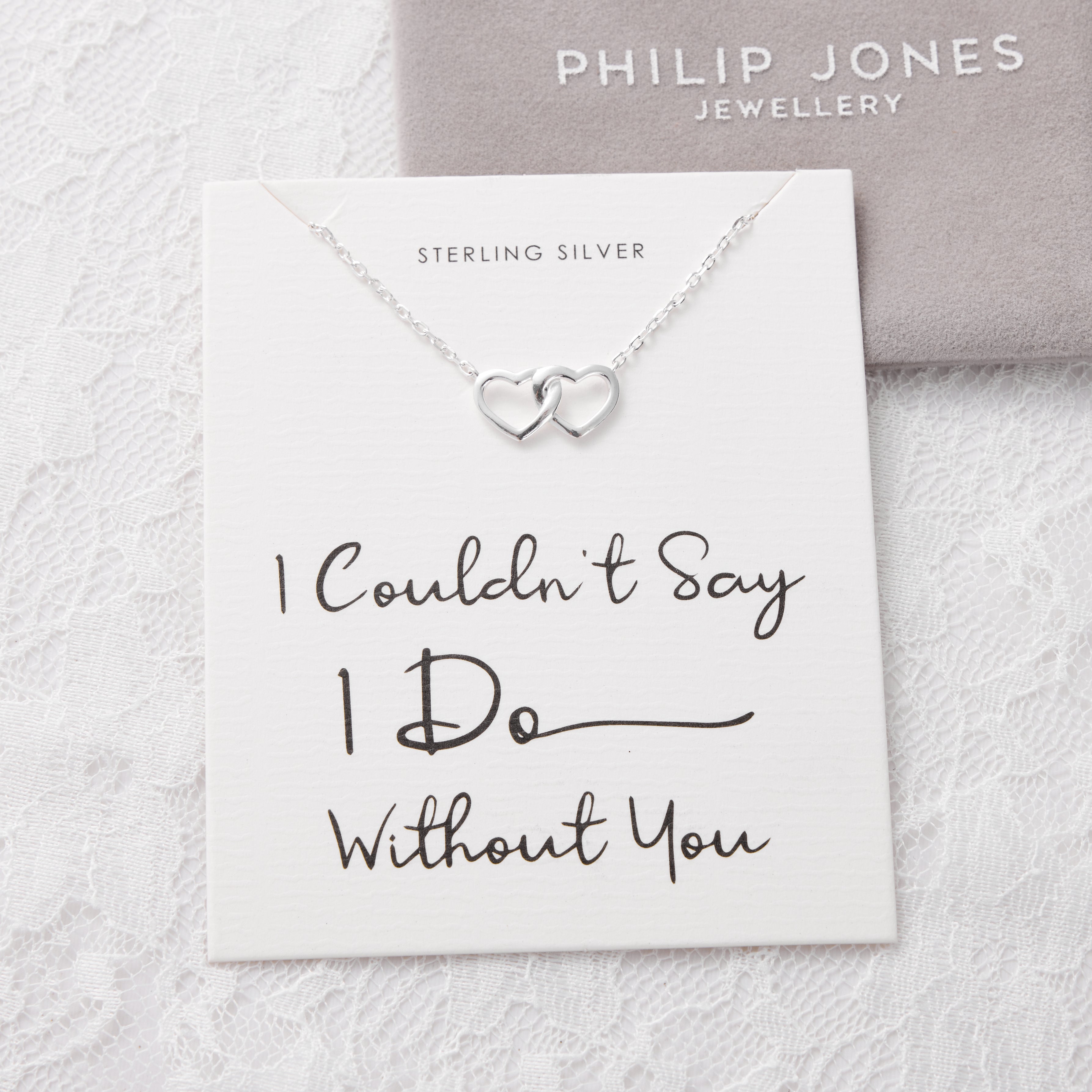 Sterling Silver I Couldn't Say I Do Without You Wedding Heart Link Necklace