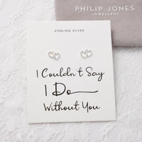 Sterling Silver I Couldn't Say I Do Without You Wedding Heart Link Earrings