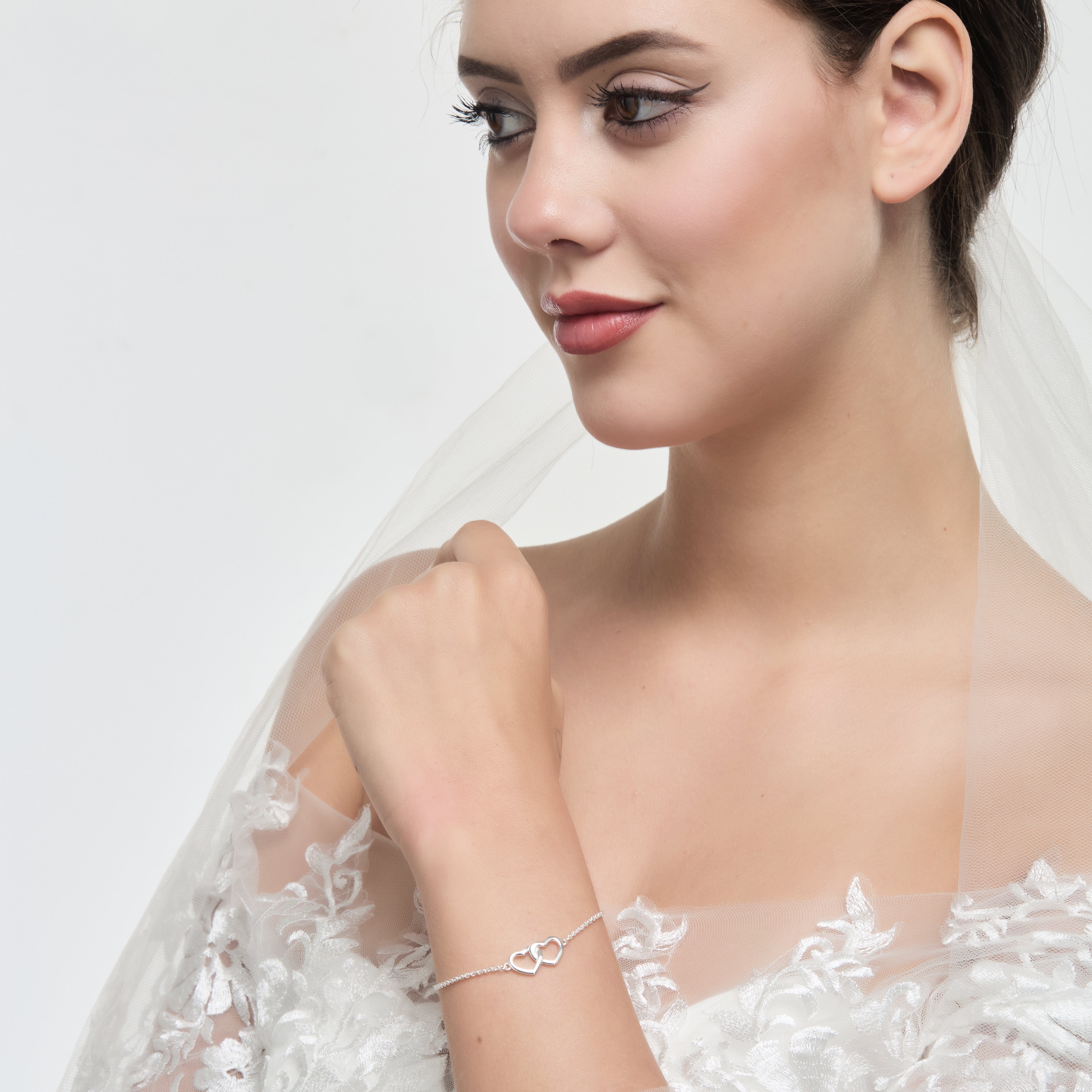 Sterling Silver I Couldn't Say I Do Without You Wedding Heart Link Bracelet