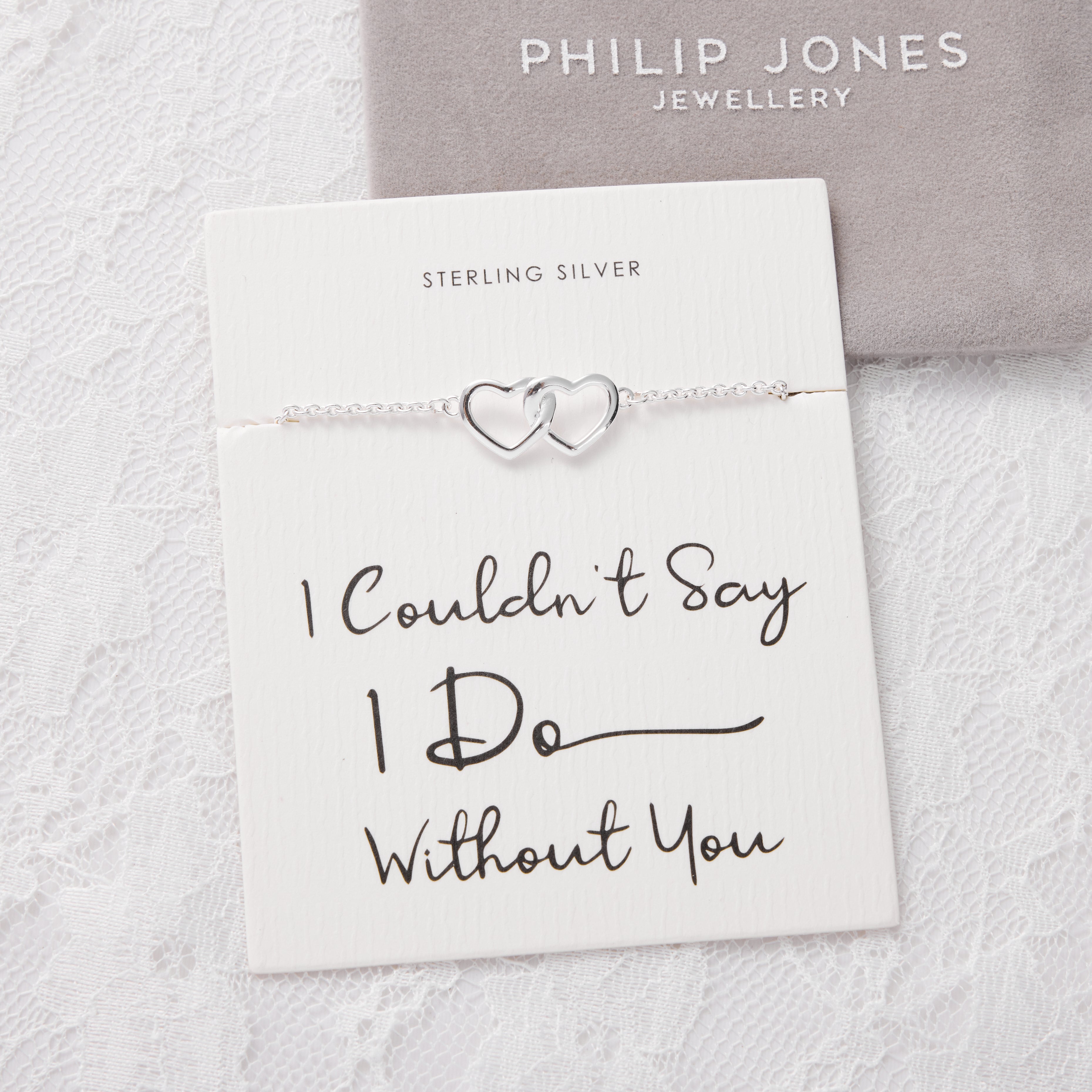 Sterling Silver I Couldn't Say I Do Without You Wedding Heart Link Bracelet