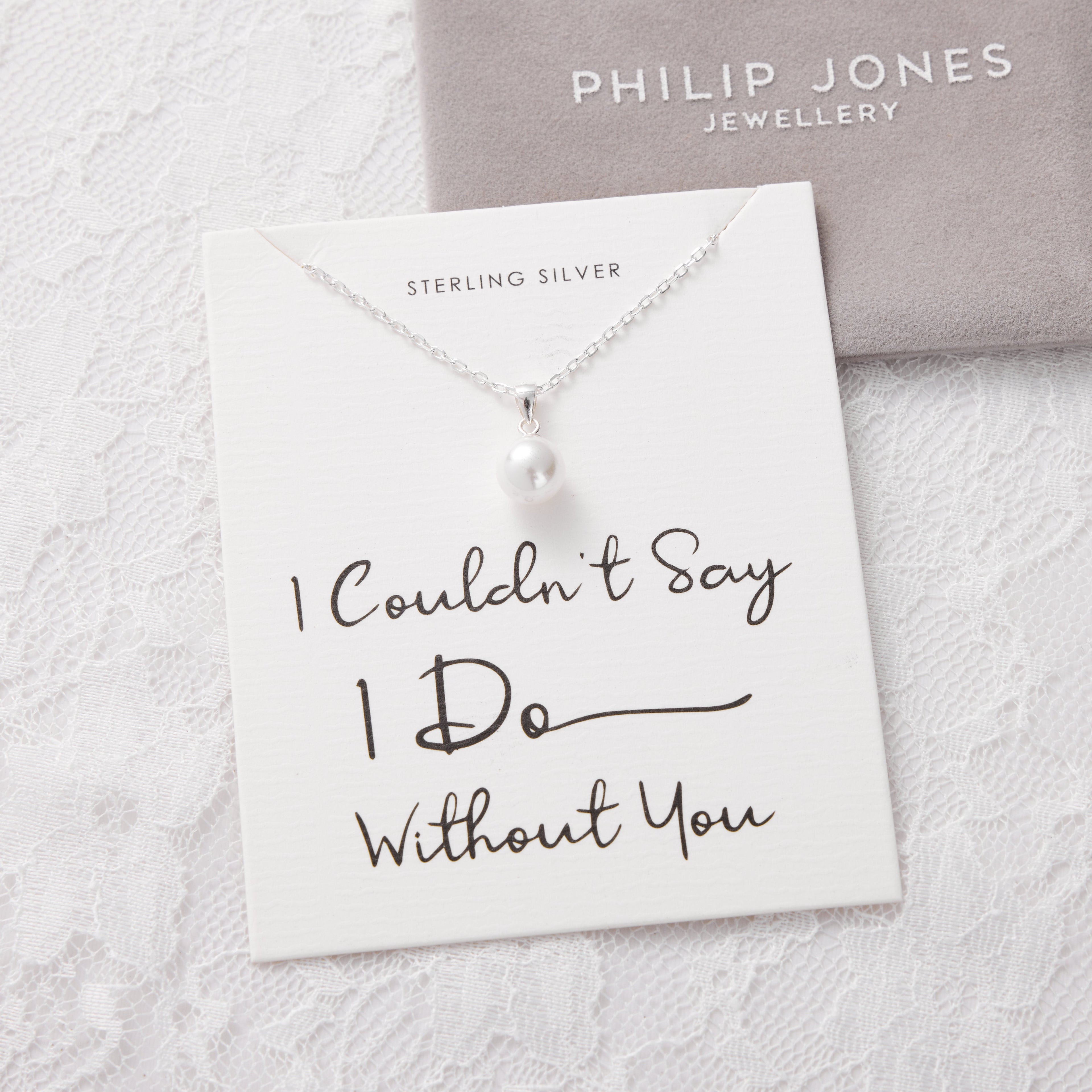 Sterling Silver I Couldn't Say I Do Without You Wedding Pearl Necklace