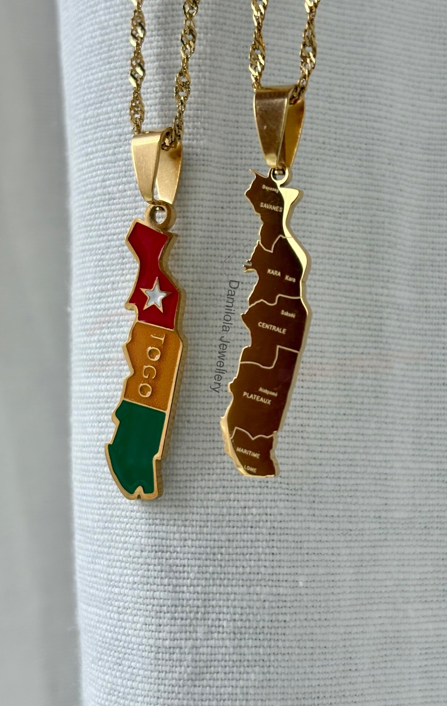 Togo Engraved Map Necklace - Gold