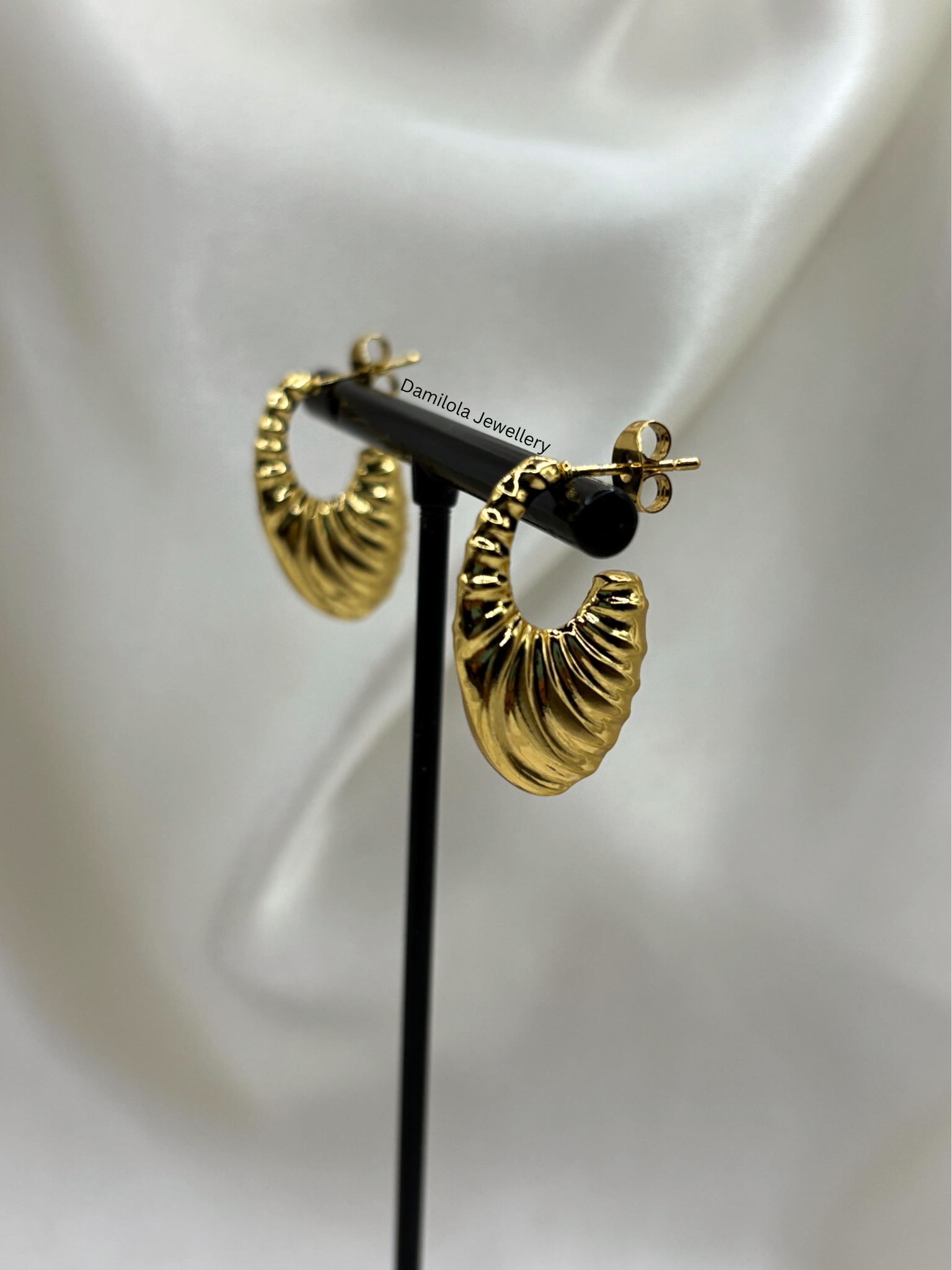 Gold ‘Ruby’ Ripple Hoops