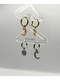 Moon Star Small Huggies Hoop Earrings - Gold/Silver