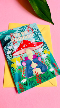 Handmade Gay Wedding Card- Whimsical Forest Themed Greetings Card