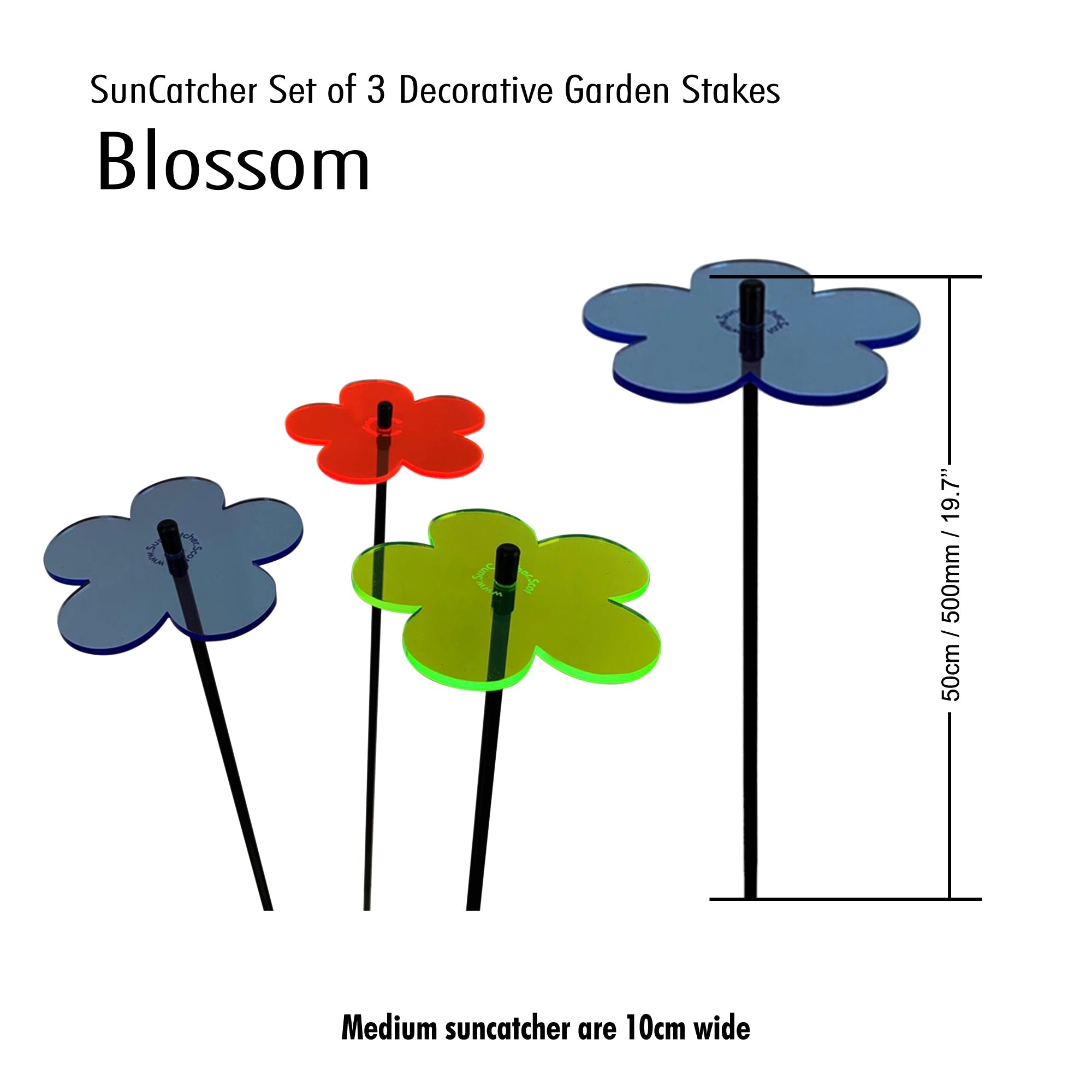 Garden Décor Ornaments Set of 3 'Blossoms'