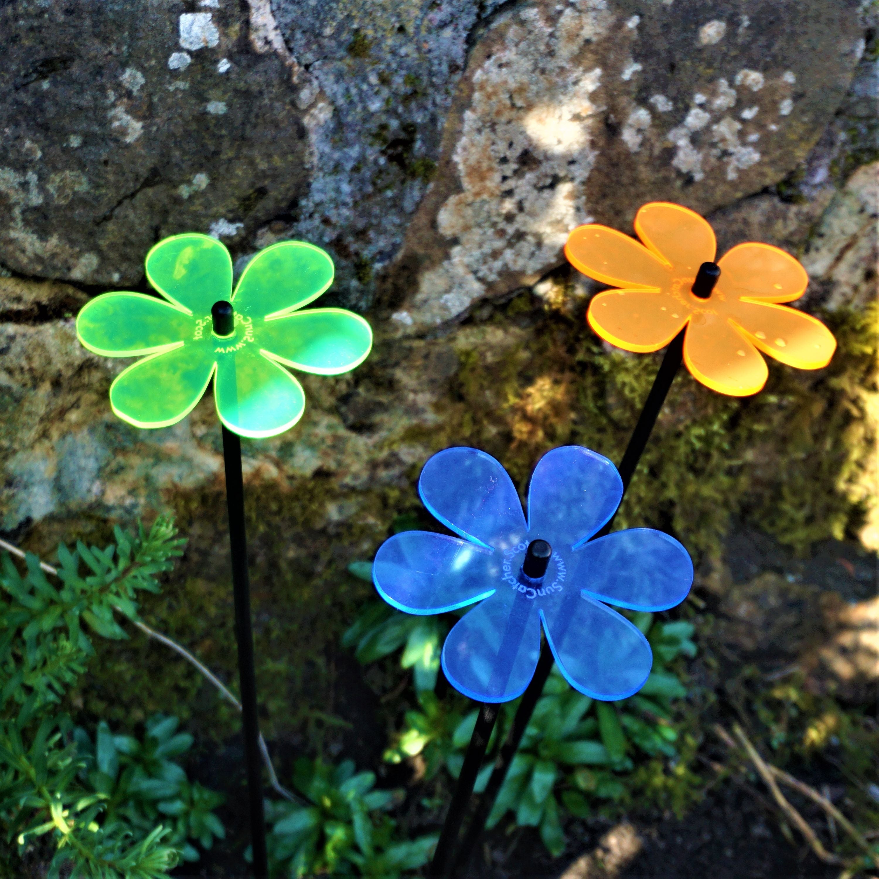 Garden Décor Ornaments Set of 3 'Daisies'