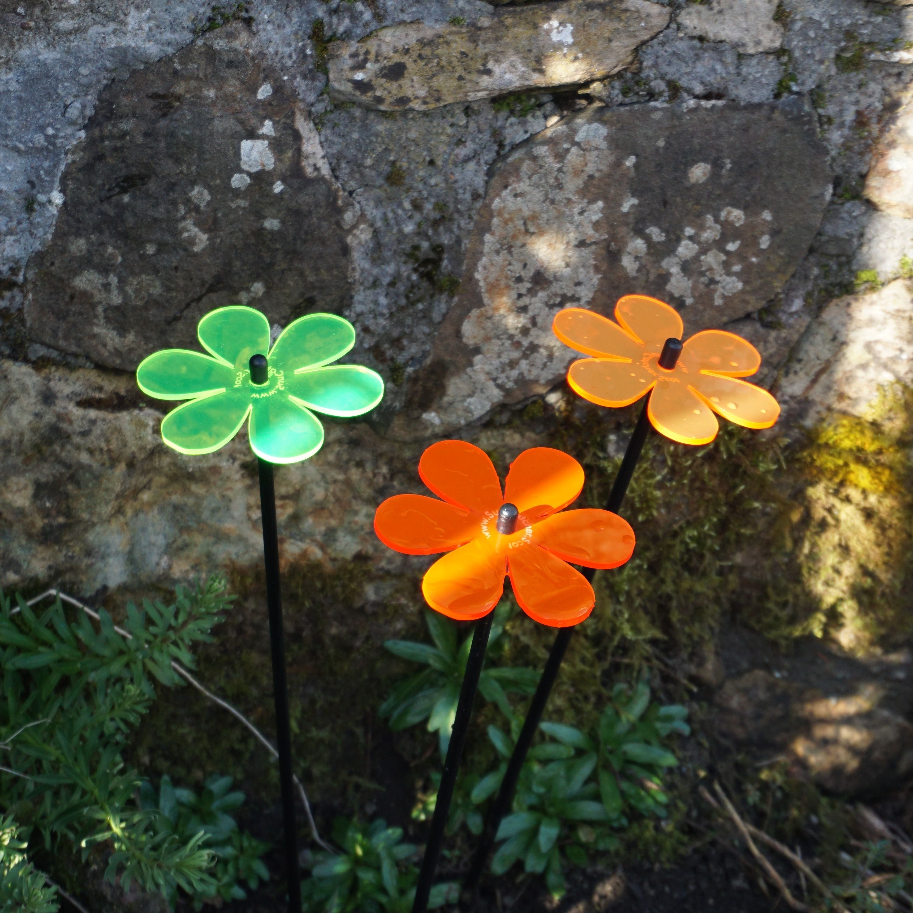 Garden Décor Ornaments Set of 3 'Daisies'