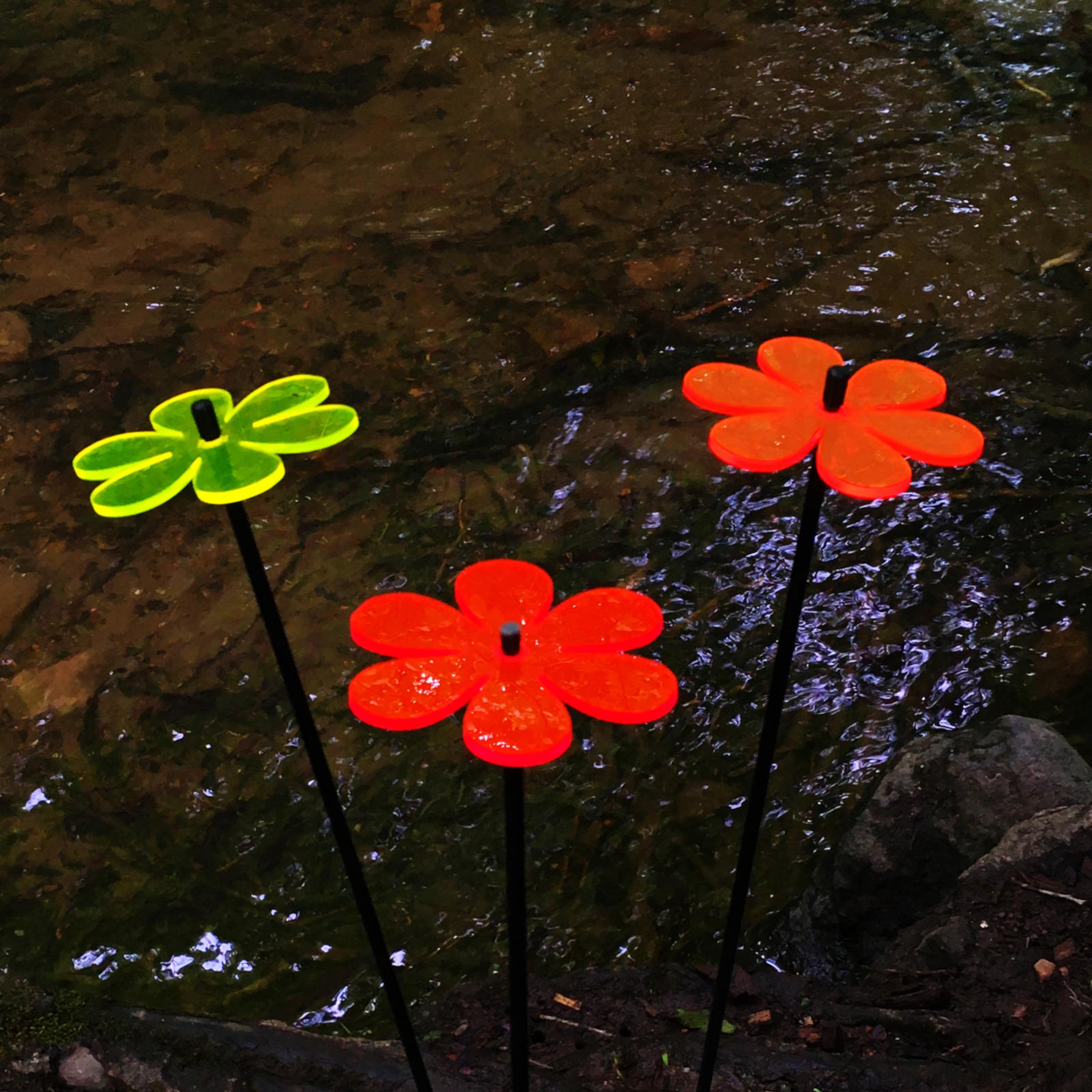Garden Décor Ornaments Set of 3 'Daisies'