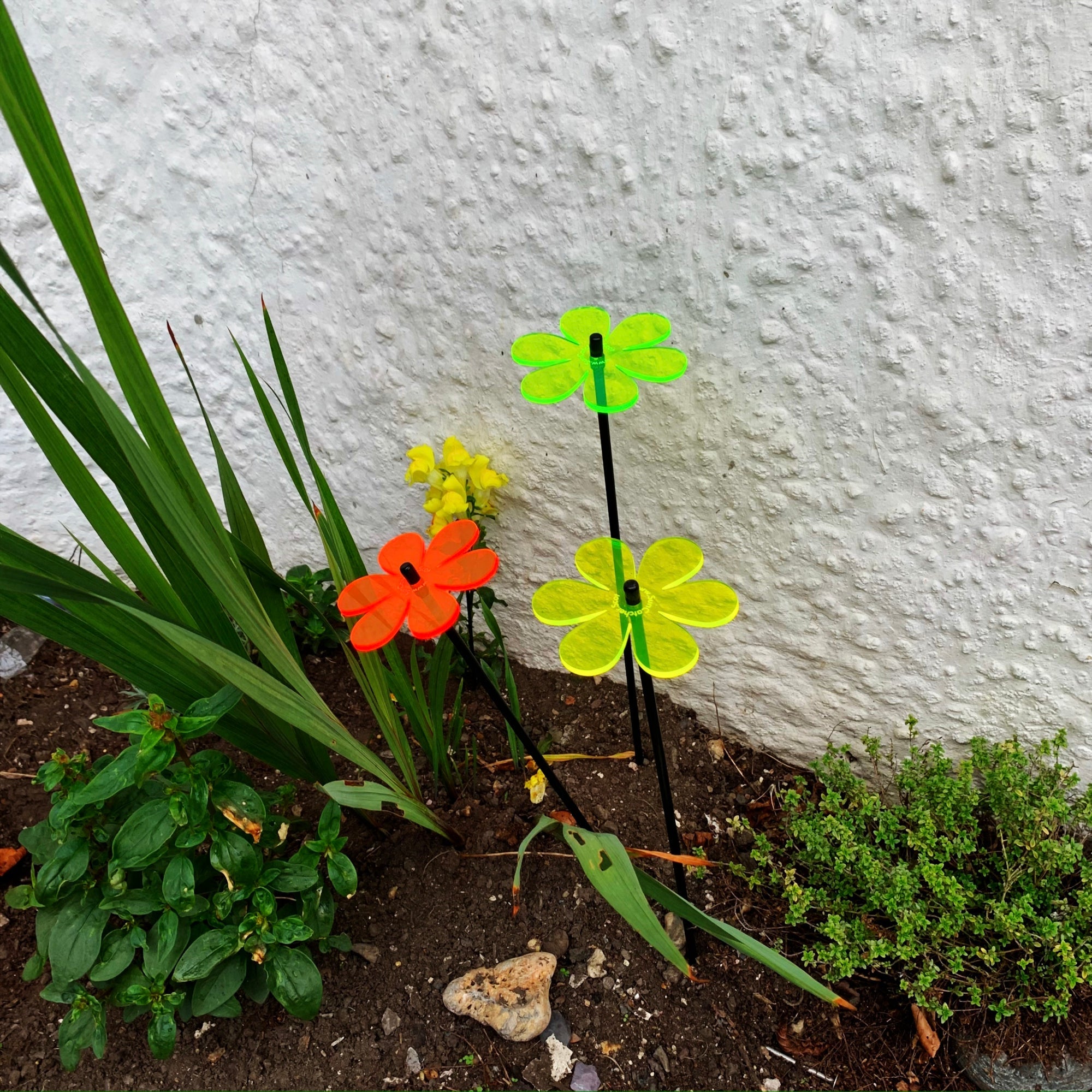 Garden Décor Ornaments Set of 3 'Daisies'