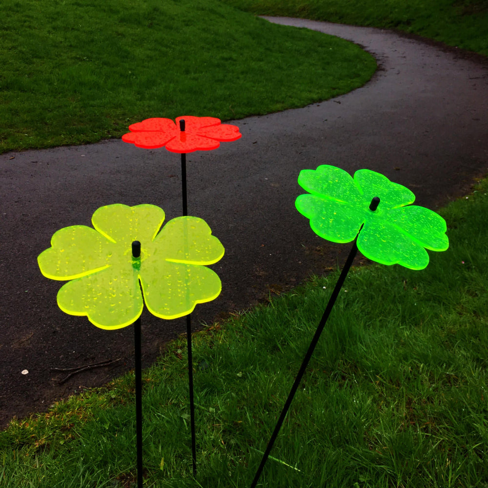 Large Garden Décor Ornaments Set of 3 'Double Blossoms'