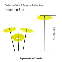 Large Garden Décor Ornaments Set of 3 'Laughing Suns'
