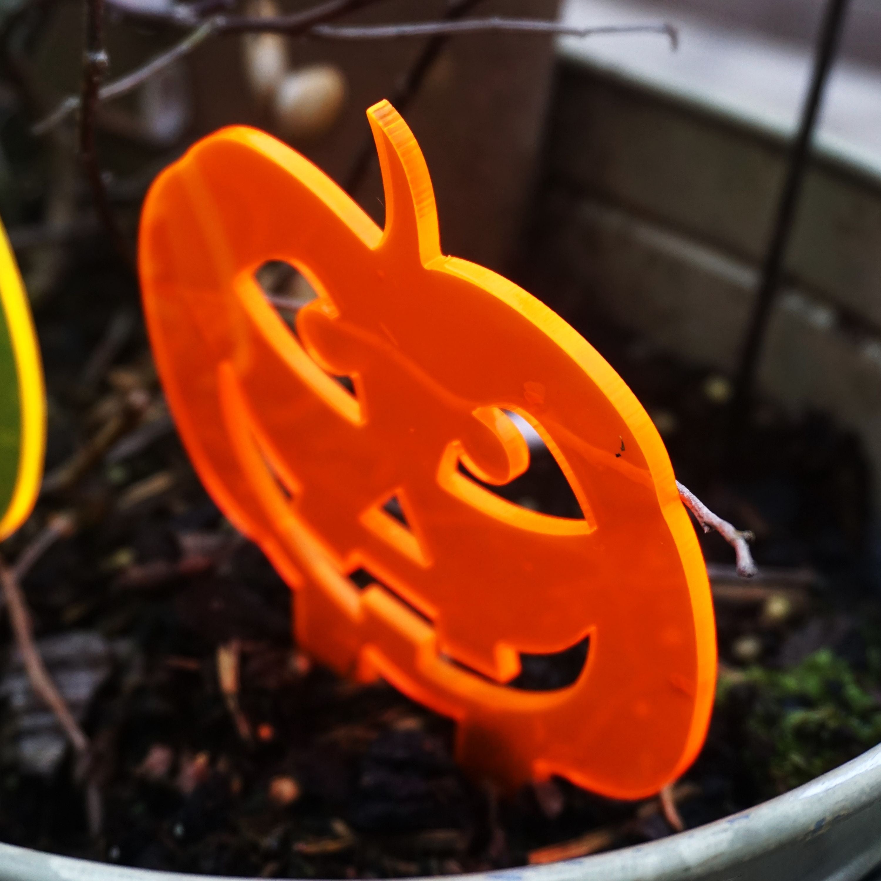 Garden Décor Ornament Stakes Set of 3 'Halloween Pumpkins'