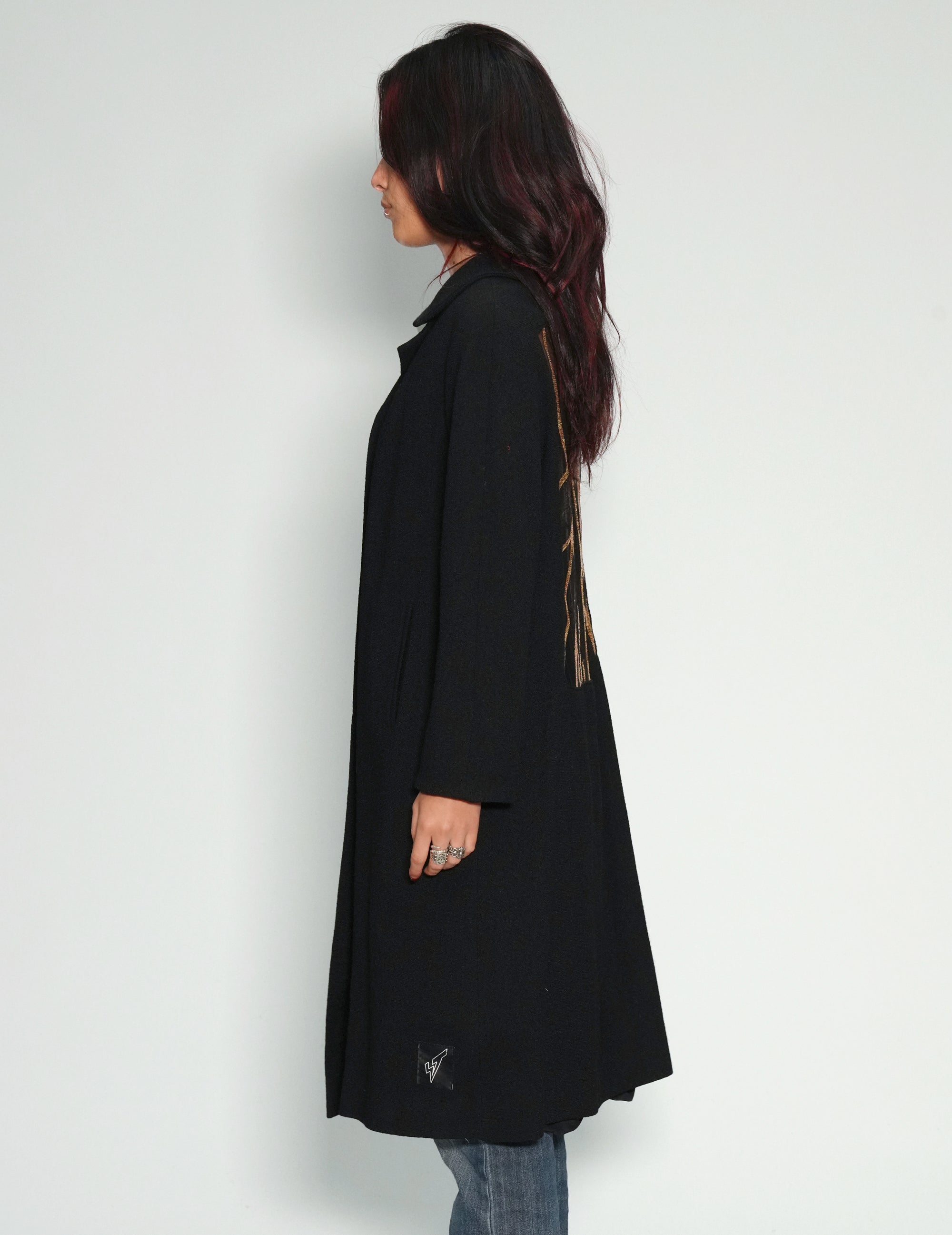 Party Back Coat - Gold Lines Sequin - Black