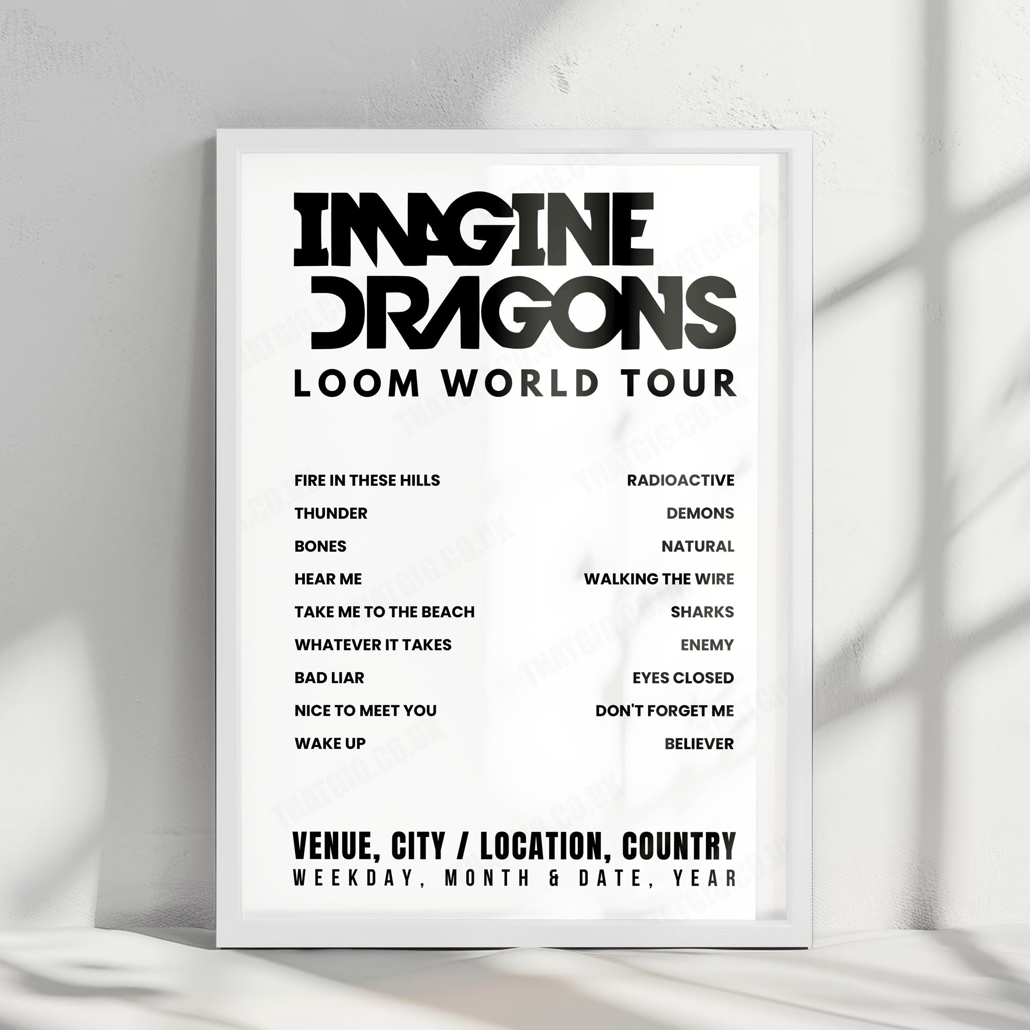 Imagine Dragons Setlist Poster - Freedom Mortgage Pavilion, Camden - July 30th, 2024
